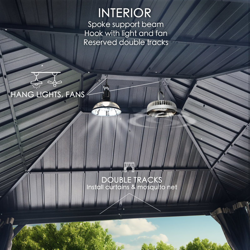 Kozyard Alexander Gray Double Roof Hardtop Gazebo with Kozyard Alexander Gray Double Roof Hardtop Gazebo with